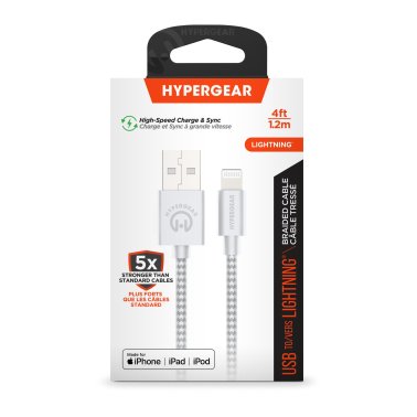 HyperGear 4ft USB-A to Lightning Braided Charge Cable